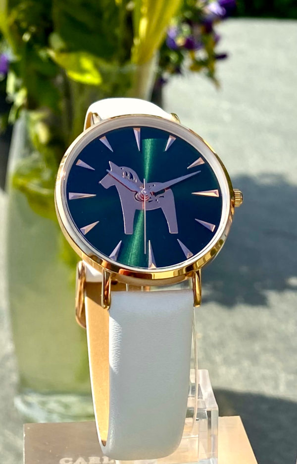 DALAWATCH CLEAR WHITE W ROSE / FOREST GREEN DIAL.
