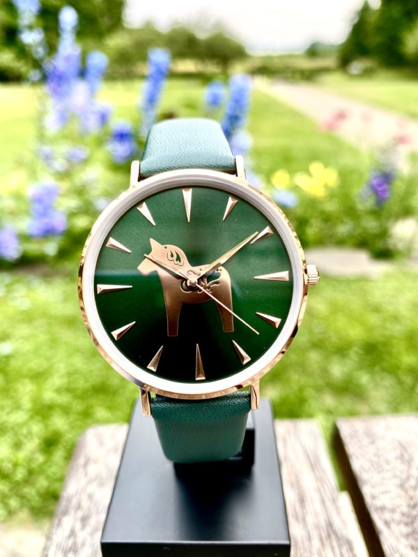 DALAWATCH GREEN & ROSE DIAL W. FOREST GREEN LEATHERSTRAP