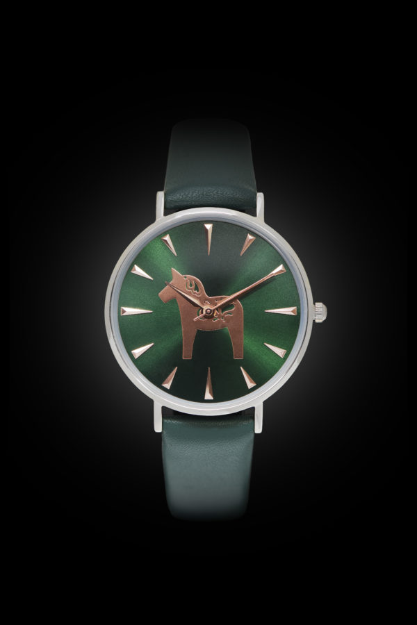 DALAWATCH SILVER - W.FOREST GREEN LEATHER STRAP