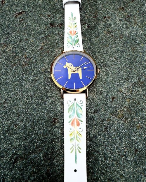 DALAWATCH BLUE / GOLD  MED DESIGNAT LÄDERBAND KURBITS