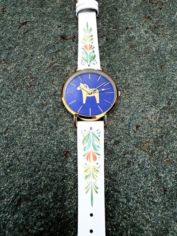 DALAWATCH BLUE / GOLD  MED DESIGNAT LÄDERBAND KURBITS