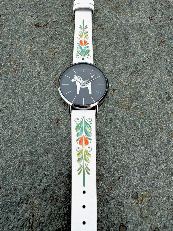 DALAWATCH BLACK / STEEL MED DESIGNAT LÄDERBAND KURBITS