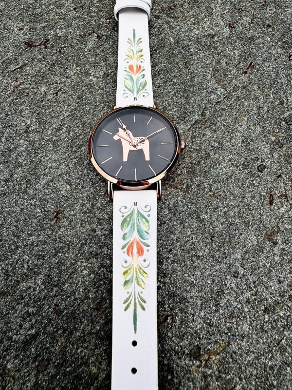 DALAWATCH ROSÉ /BLACK MED DESIGNAT LÄDERBAND KURBITS