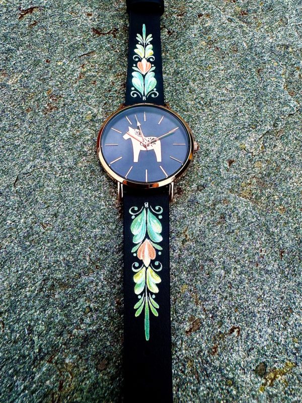 DALAWATCH ROSÉ / BLACK MED DESIGNAT LÄDERBAND KURBITS